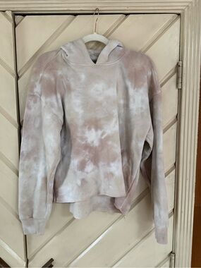 Abercrombie & Fitch Tie-Dye Crewneck Hoodie in Taupe & Cream